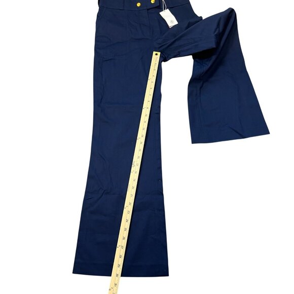 Tory Burch Maddie Pant Navy Blue Womens Sz 0 Wide Leg Cotton Blend Career Pants - Picture 11 of 16
